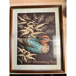 Vintage Quilted Artwork of a Greenwing Teal & Canadian Goose